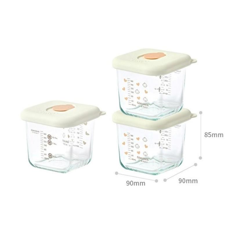 Glasslock Large Capacity Smile Cap Graduated Food Storage Container 270ml 3 Pieces