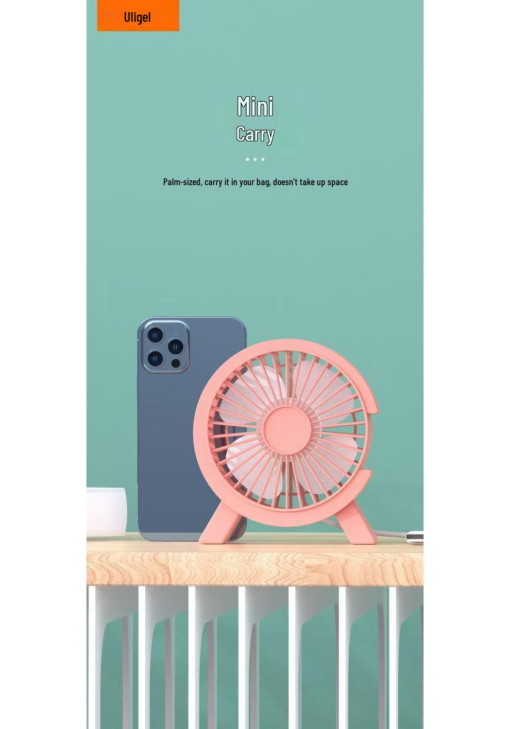 

USB Mini Desktop Fan for Office & Dorm Use 12x13cm рожевий