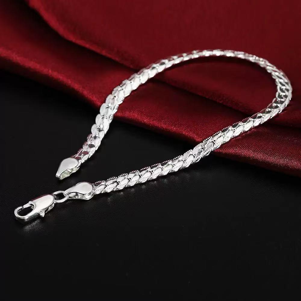 5mm Cross Chain Ins Style Personalized Silver-Plated Bracelet - European & American Trending Fashion Accessory