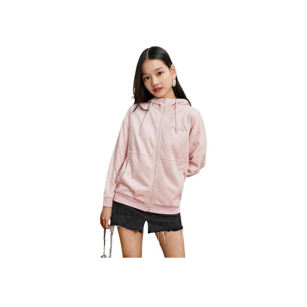 Li Ning Sports Fashion Series Letter Embroidery Solid Color Hooded Jacket Women Jacket Light-Water-Pink AWDR518-2