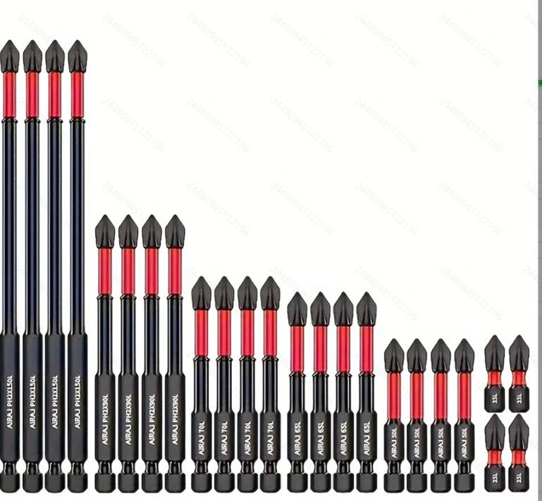 Shock-resistant Magnetic Phillips Screwdriver Bits with Anti-slip Teeth