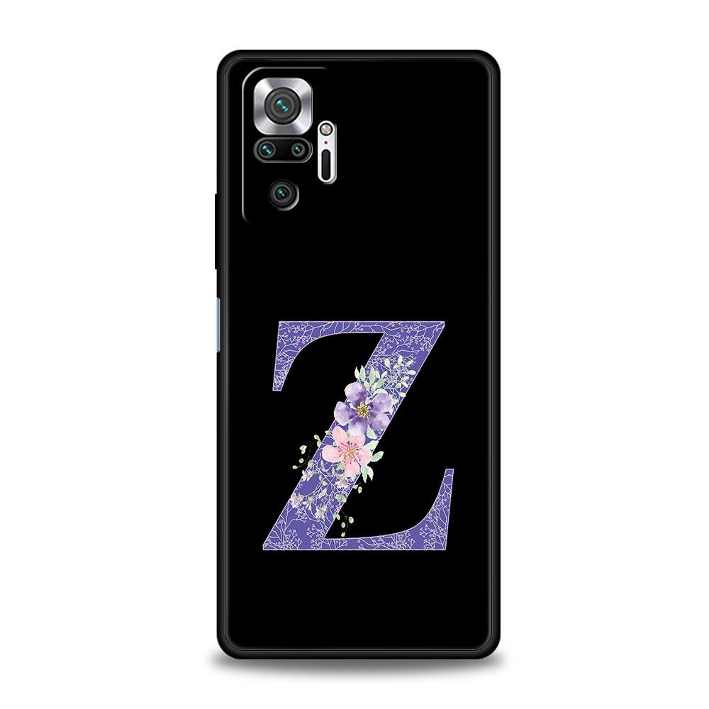 Letters Purple Flower Phone Case For Xiaomi Redmi Note 14 13 5G 10 11 12 Pro Plus 4G 14C 13C 12C 10C Black Cover