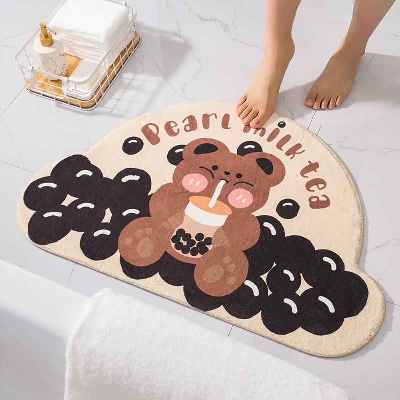 

Cute Floor Mats Bear Rabbit Pig Animals Soft Rugs Home Entrance Carpet Bedroom Toilet Bathroom Door Absorbent Non-Slip Foot Pad 40cmx60cm