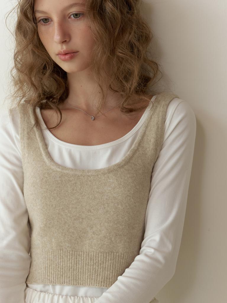 Liel Peche Knit Vest (Beige)