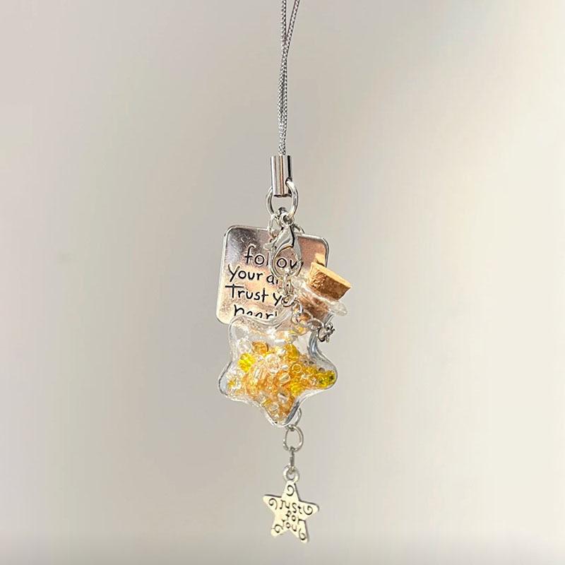 Jellyfish Star Lucky Leaf Wind Chime Keychain & Phone Lanyard Pendant