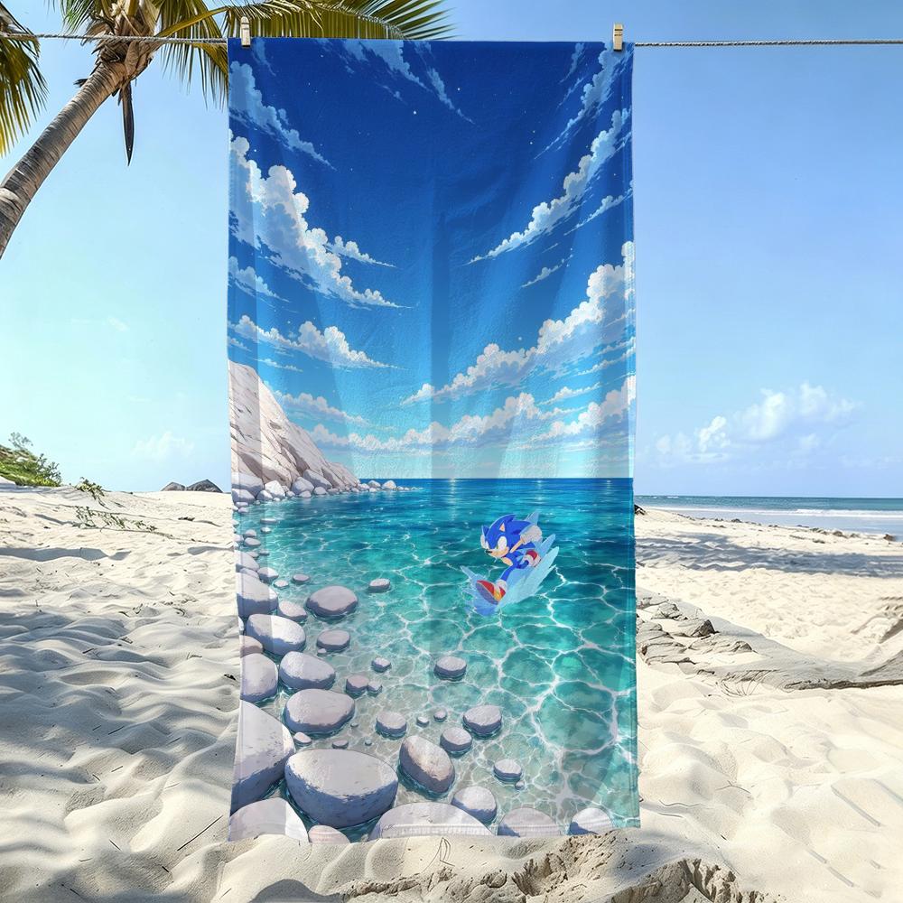 Speed S-Sonic The Hedgehogs Towel Kids Microfiber Quick Dry Sandproof Towel, Boys Girls Summer Pool Beach Swim Towel