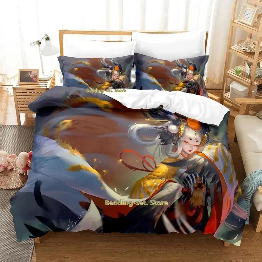 3D Printing Game Kawaii Girls Onmyoji Bedding Set Single Twin Full Queen King Size Bed Set Adult Kid Bedroom Duvet Cover Sets