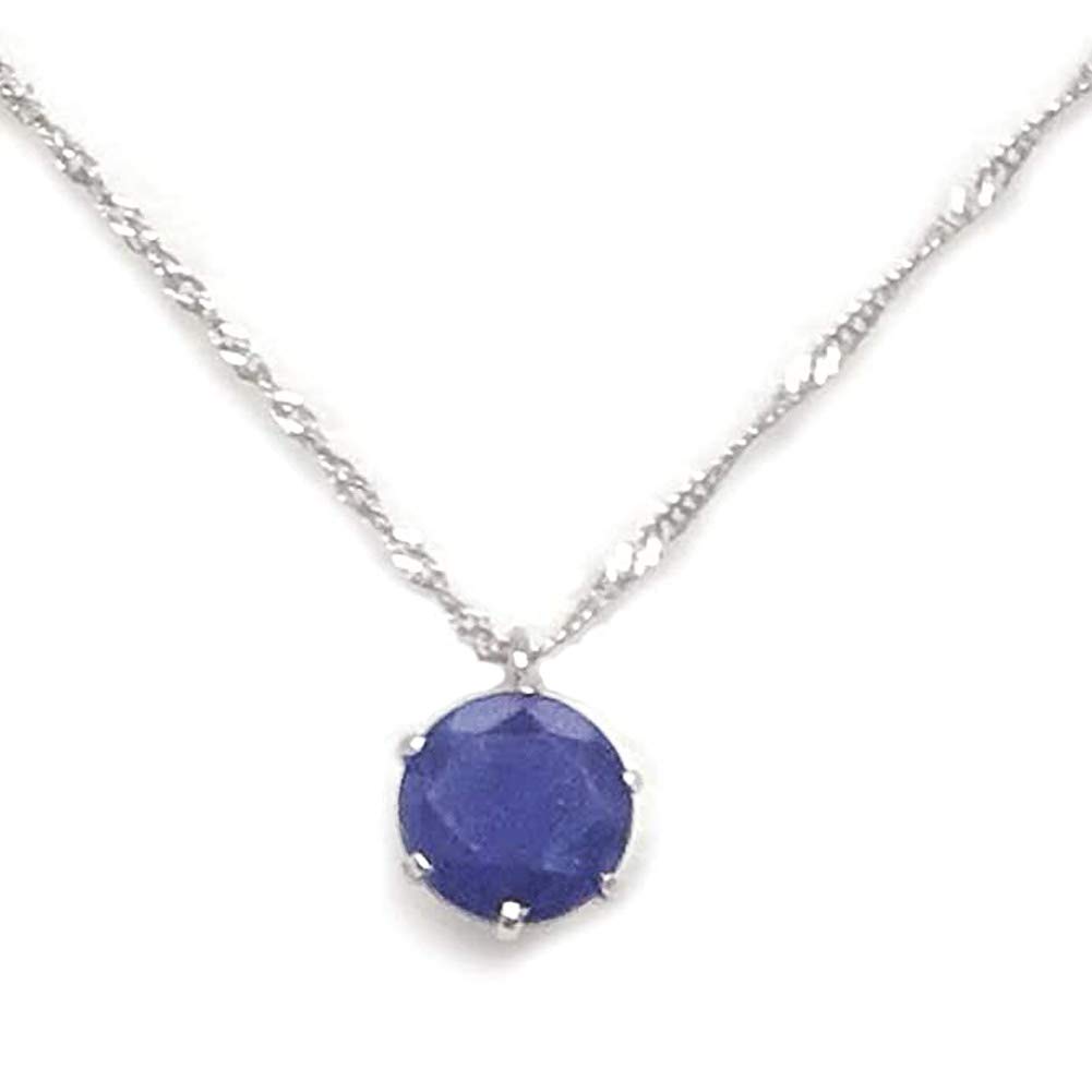 and My Jewelry Sapphire Pendant Necklace 4135 Wrapping [Your Box] Platinum-Framed [September Birthstone] [Gift Included] (Sapphire)