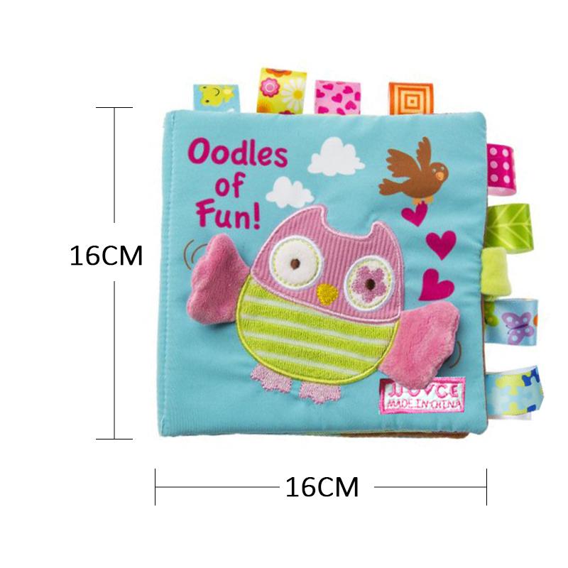 Non-Toxic Animal Style Monkey/Owl/Dog Newborn Baby Toys Learning Educational Kids Cloth Books Cute Infant Baby Fabric Book Ratteles Toy