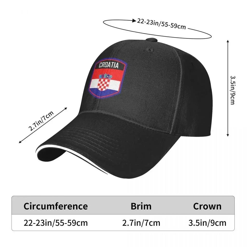 Croatia Flag Emblem Baseball Cap Big Size Hat New Hat Vintage For Women Men's