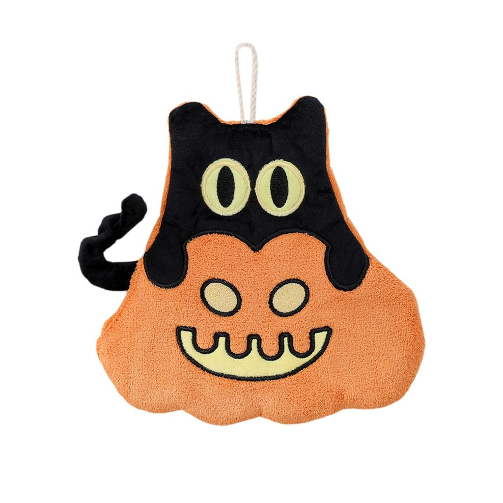 Halloween Pumpkin Hanging Hand Towel, Thick Absorbent Coral Fleece Hanging Hand Towel