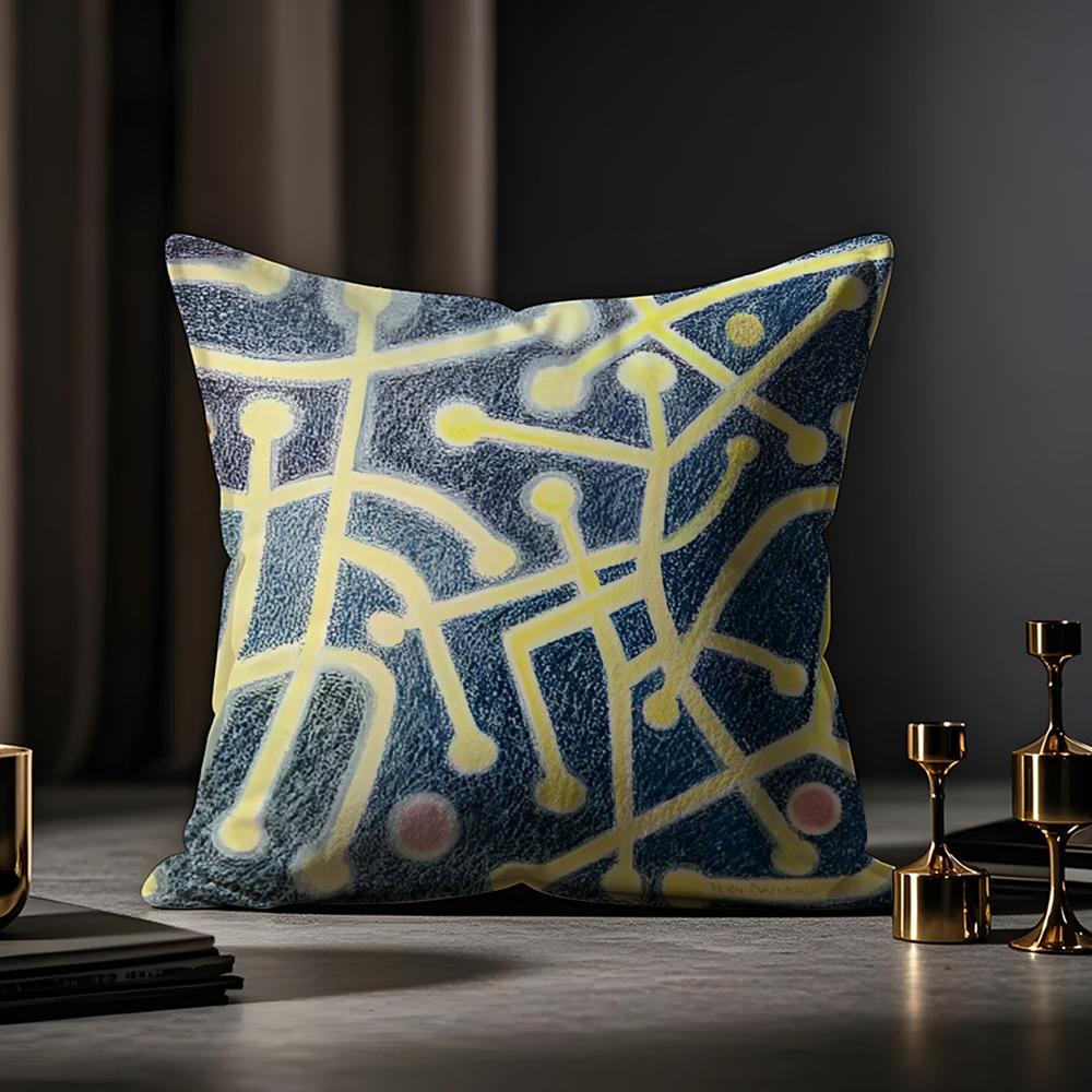 Morandi Geometric Abstraction Pillow Case Antidustmite Pillowcase Invisible Zipper Silky Short Plush Sofa Cushion Cover