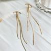 Vintage Gold Color Arc Bar Long Thread Tassel Drop Earrings for Women Geometric Jewelry Accessories