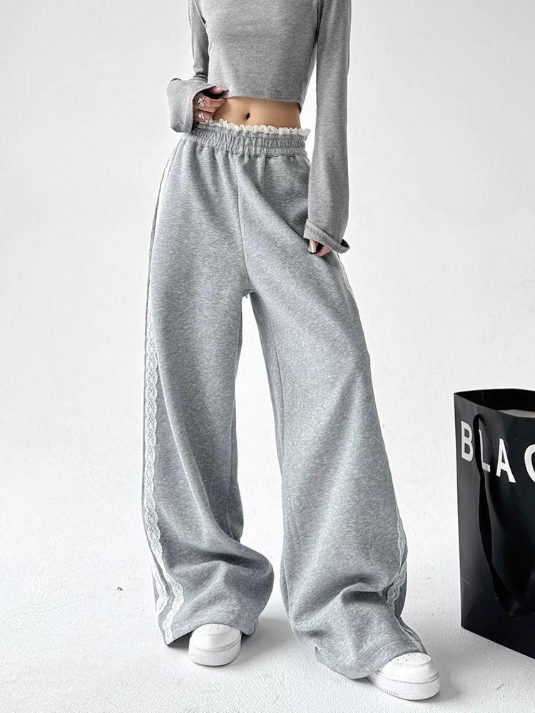 Women’s Wide Leg Lounge Pants High Waisted Loose Sweatpants Crossover Waist Comfy Yoga Bottoms