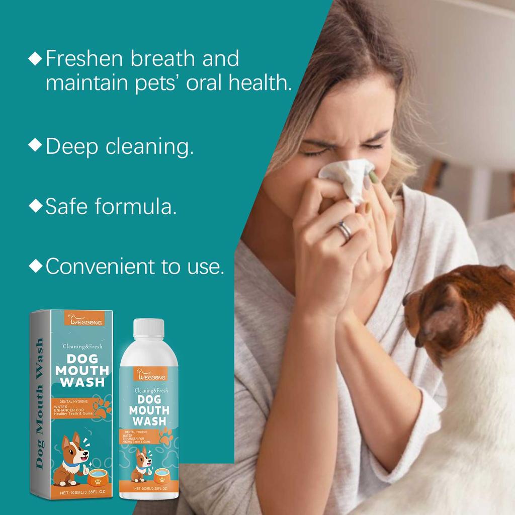 Yegbong Dog Mouthwash Caring for Your Pet's Oral Hygiene Cleans Plaque and Odor Dog Mouthwash