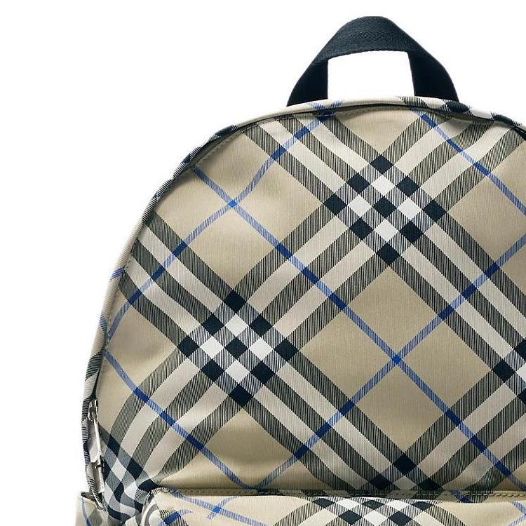 Burberry Adjustable Shoulder Strap Zipper Closure Plaid Polyester Backpack Men Backpack Moss-Green 80913331