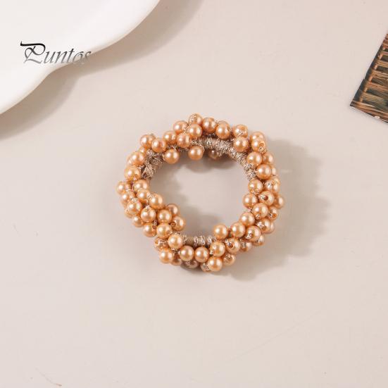 Buntes Haarseil mit Kunstperlen, hochelastisches Gummiband, Haargummi, hoher Pferdeschwanzhalter, Haar-Accessoire für Frauen