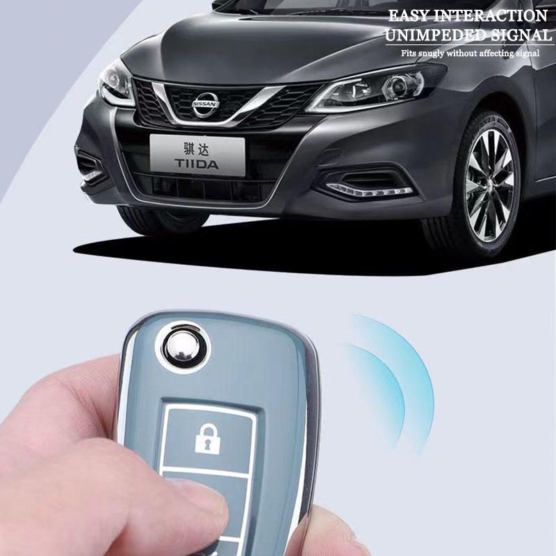 TPU Car Folding Key Case Cover Shell for Nissan X-Trail Qashqai J11 Juke Murano Micra Tiida Maxima Altima Kicks Protector Holder