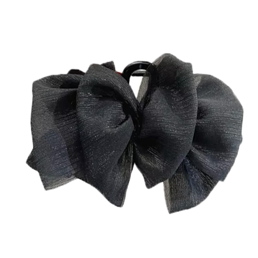 

Fashion Large Black White Mesh Bow Hair Claw Hair Clip Female Korean Sweet Cloud Pleated Shark Clip Hair Accessories