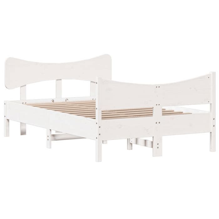 VidaXL Bed Frames with Headboard, Double Bed with Slatted Base, Adult Bedroom Bed, Modern, White 120x190 Cm 3216400