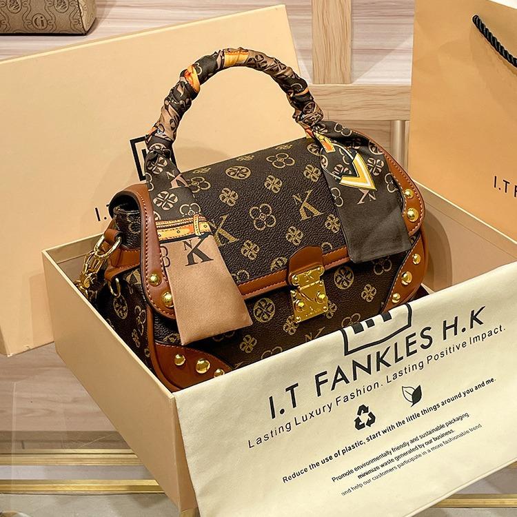 Nuova Borsa a Tracolla Diagonale da Donna con Texture in Vera Pelle, Piccola Borsa Quadrata Retrò Monospalla Portatile Alla Moda