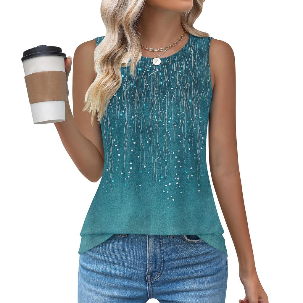 Womens Casual O Neck Loose  Sleeveless Top T-shirt  Summer Tank Tops For Women Tank Camisole Sleeveless Basic Tops