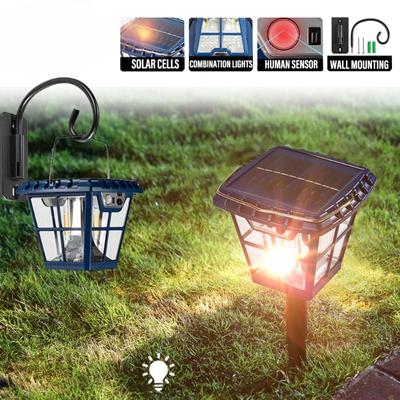2000LM Multifunktionale Retro-Solarleuchten Rasenleuchten Wandleuchten Straßenleuchten IP65 Wasserdicht Dual-Use für die Beleuchtung großer Flächen
