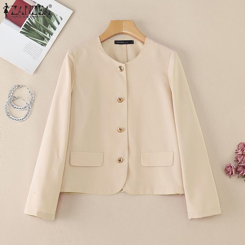 ZANZEA Women Casual Round Neck Loose Long Sleeve Blouse