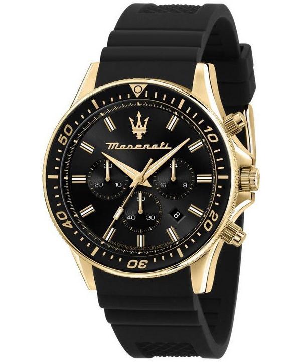 Maserati Sfida Chronograph Silikonový řemínek Černý ciferník Quartz R8871640001 100M Pánské hodinky