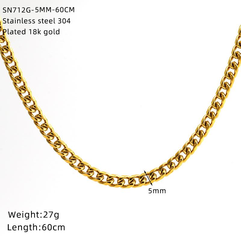 Men'S And Women'S Necklaces Hip-Hop Round Grinding Chains Vacuum Electroplated Gold Titanium Steel Jewelry Stainless Steel Necklaces