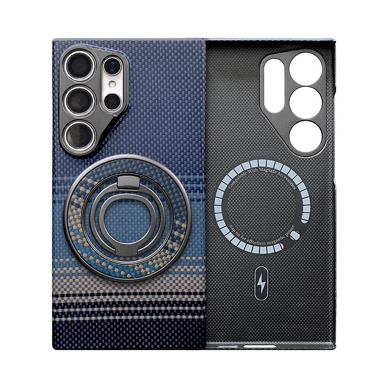Aramid Fiber Luxury Lightweight Phone Case for for 23 S24 S25 Ultra Shockproof Anti-Fingerprint Magnetic Mobile Phone