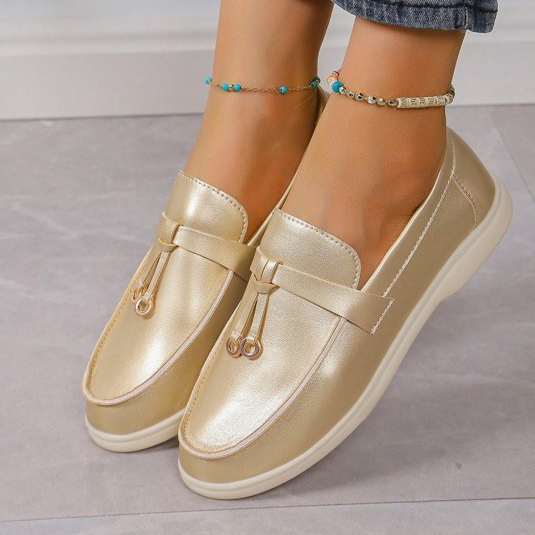 2024 European & American Plus-Size Slip-On Loafers: Women s Casual Round Toe Driving Shoes Size 36 шампанского