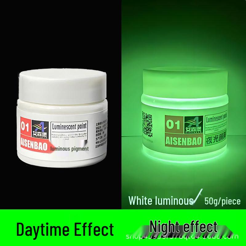 Fluorescent Waterproof Luminous Pigment Acrylic Paint for DIY Textile Coating 50g белый