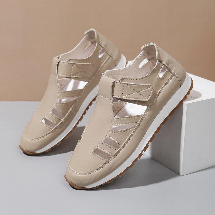 

Весенне-летняя женская обувь Crocs Плоские сандалии Обувь на липучках Дышащая обувь 42 бежевый