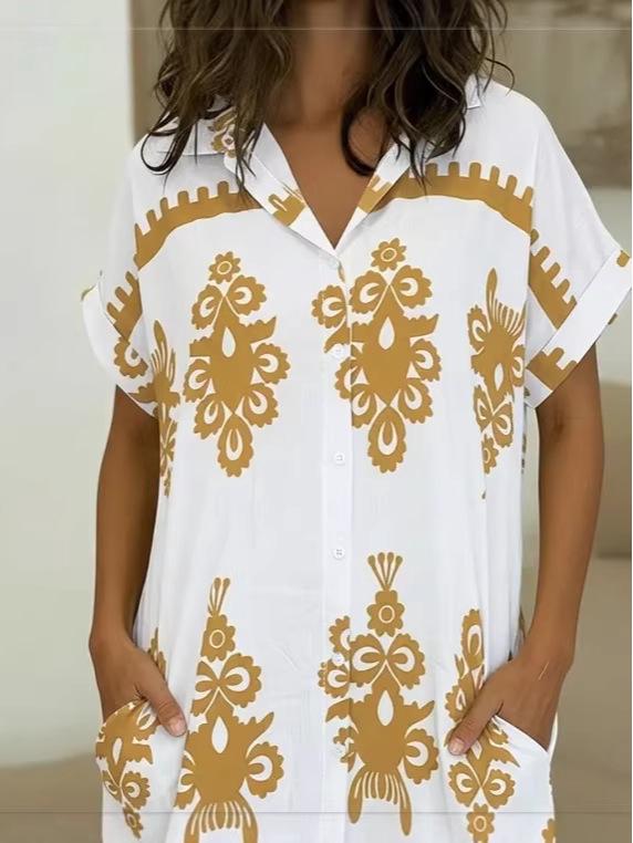 2026 Summer Plus Size Multi-color Personalized Fashion Shirt Dress