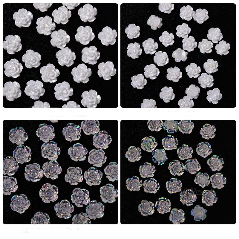 30Pcs/Bag of Camellia Manicure Jewelry Resin Drill Nail Decoration Symphony Three-Dimensional Flower Accessories