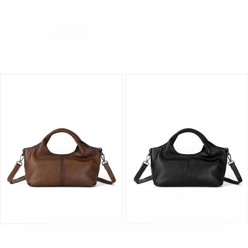Genuine Leather Hand-held Crossbody Bag, Retro Casual Large-capacity Bag
