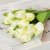 12 Heads Tulip Artificial Flower Green Leaves Silk Petals Simulation Tulip Flower DIY Photo Props Faux Flower Desktop Ornament