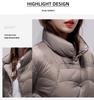 2024 Women's Winter Stand-Up Collar Plaid Down Jacket – Short, Stylish, Solid Color White Duck Down Outerwear