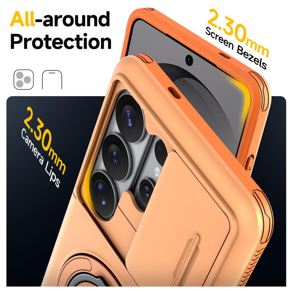 Ochranné pouzdro pro Samsung Galaxy S26 S25 S24 S23 S22 Ultra Plus S25FE S24FE Kroužek na prst s krytem kamery a přihrádkou na kartu Funda