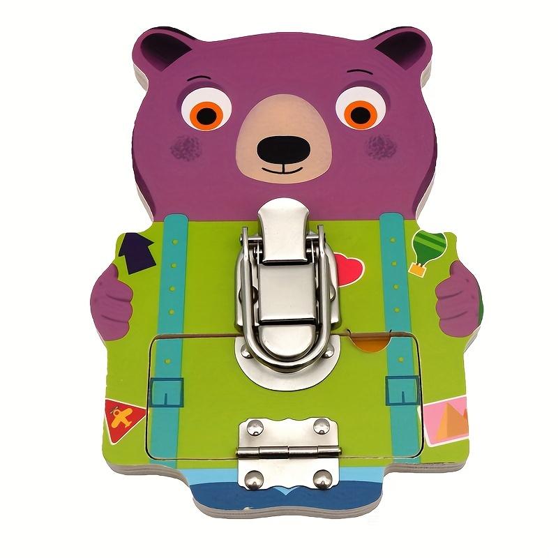 

Wooden Multi-Functional Learning Toy for Toddlers Fine Motor Skills Development, Lock Unlock, Colorful Beads, Hand Eye Coordination Bear unlock