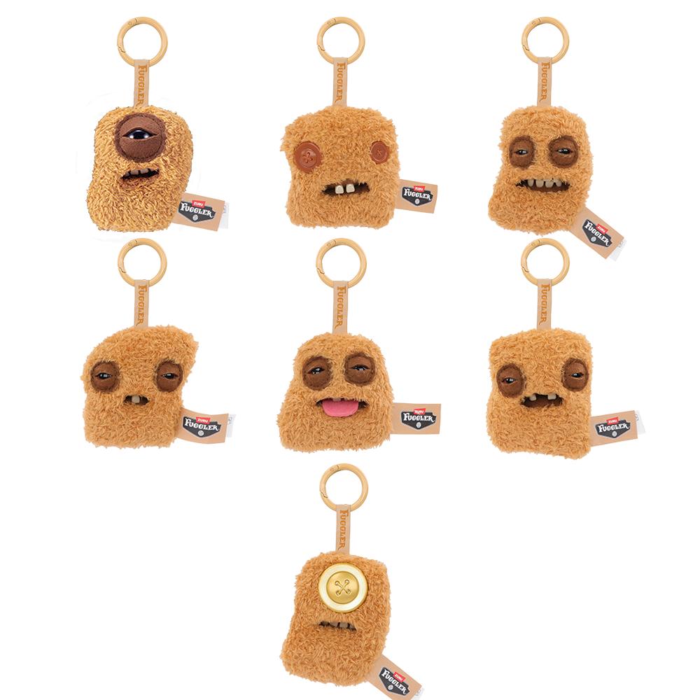 Juguetes de Peluche Originales Fuggler Monstruo de Dientes Feos Oso Gato Llavero de Peluche Colgante Nugget Encanto para Bolso Muñecas Hamburguesa Aleatorio 1 ud.