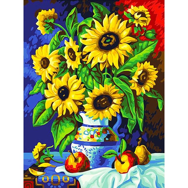 5D Diamond Painting Sunflower Cross Stitch Scenery Diamond Mosaic Embroidery Full Round Square Rhinestone Accessories Home Decor