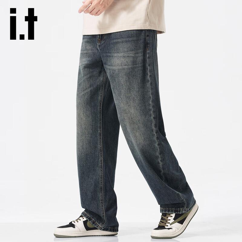 Izzue It Men's Loose Fit High Street Retro Denim Jeans