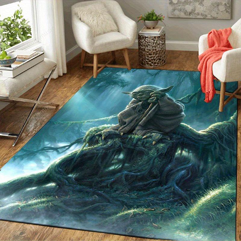 1pc Star wars Yoda Pattern Carpet Area Rug Non-slip Carpet Hand Washable Floor Mat Suitable For Living Room Bedroom Home Decor Room Decor Ch