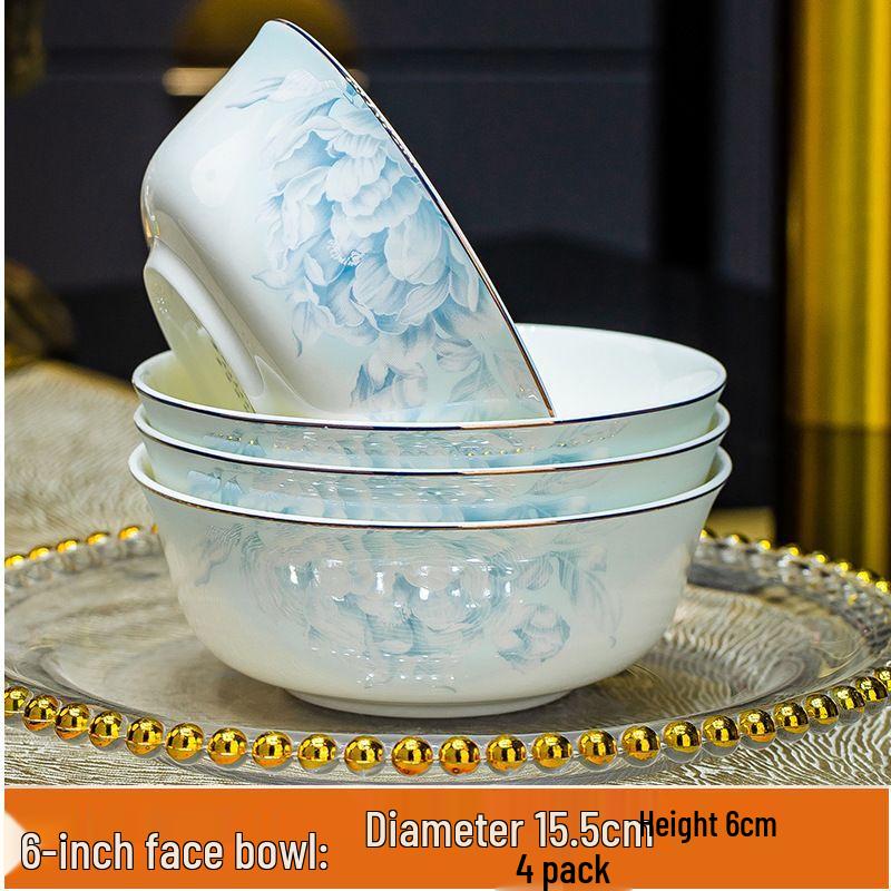 High-Foot Ceramic Rice and Noodle Bowl