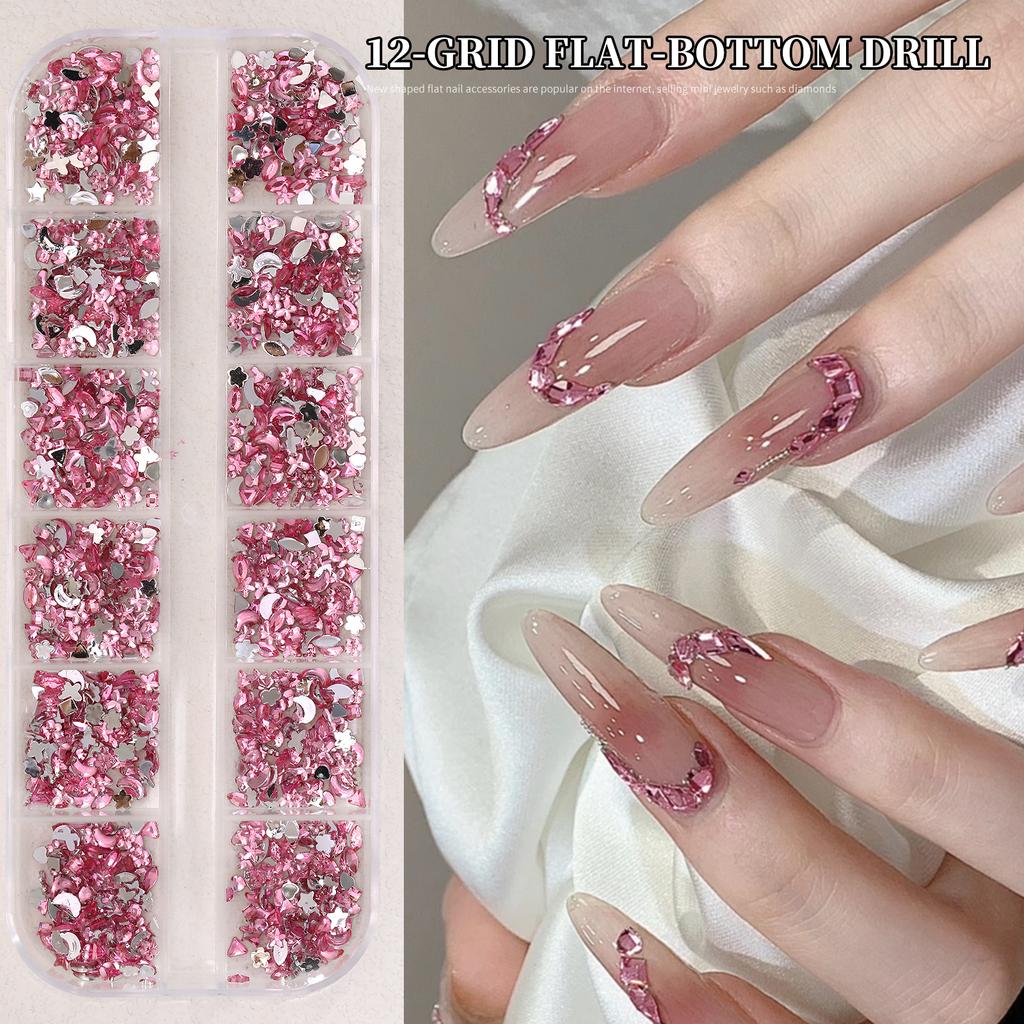 Xiaomi Color Mix 3D Flat Nail Rhinestones Charms 12 Grids Crystal Nail Art Mini Glitter Diamonds Christmas DIY Nail Art Accessories