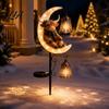 Decorative Crescent Moon Lawn Lamps Highland Cow Solar Garden Light, Christmas Metal Auto On Off Dusk to Dawn Lights Stake Powered Outdoor Yard