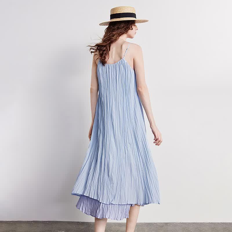 Chuyu Women's Light Blue Ruffle A-line Summer Dress