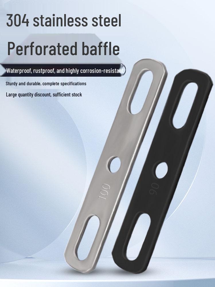 

304 Stainless Steel Thickened Double Hole Flat Washer Baffle Bolt Accessories With hole 120x20x2 (hole 8.5x20) [2 pcs]
